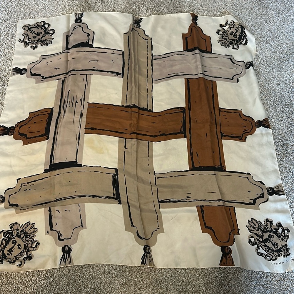 Large vintage scarf for the musician in you life earthtone colors Hand picked